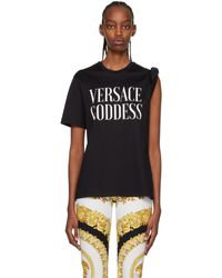 Versace - Black 'goddess' Rolled T-shirt - Lyst