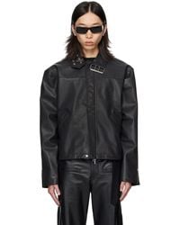 AV VATTEV - ブラック Collar Belt レザージャケット - Lyst