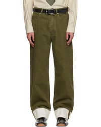 Bottega Veneta - Khaki Colored Turned Up Jeans - Lyst
