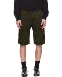 C.P. Company - Khaki Stretch Sateen Cargo Lens Shorts - Lyst