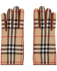 Burberry - Check Wool Gloves - Lyst