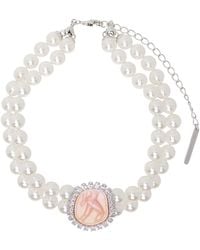 ShuShu/Tong - White Embossed Double Layer Pearl Chain Necklace - Lyst