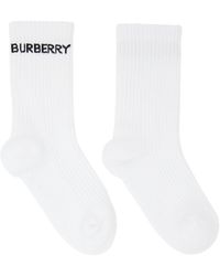 Burberry ホワイト ロゴ ソックス