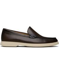 BOSS - Emed-Logo Leather Loafers - Lyst