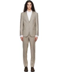 BOSS - Taupe Two-Piece Slim-Fit Stretch Wool Suit - Lyst