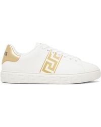 Versace - Greca Embroidered Nylon Faux-Leather Sneakers - Lyst
