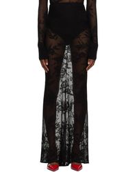 Alaïa - Alaïa jupe longue noire à motif fleuri - Lyst