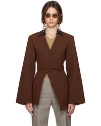 Tory Burch - Asymmetrical Pique Wrap Blazer - Lyst