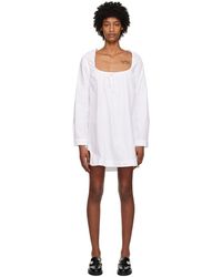 Ganni - White Square Neck Minidress - Lyst