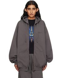Vetements - グレー Boxing ロゴ オーバーサイズ ジップアップフーディ - Lyst