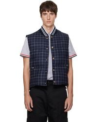 Thom Browne - Down Snap-Front Windowpane Tweed Vest - Lyst