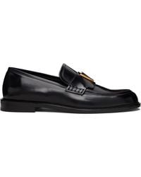 Versace - 'V' Leather Loafers - Lyst