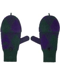 Burberry - Green & Purple Argyle Wool Mittens - Lyst