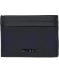 Burberry - Porte-cartes noir et bleu marine à carreaux - Lyst