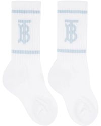Burberry White And Blue Monogram Socks