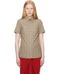 Burberry - Taupe Slim Fit Check Cotton Shirt - Lyst