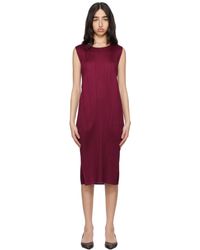 Pleats Please Issey Miyake - Robe Midi Monthly Colors March Bourgogne - Lyst