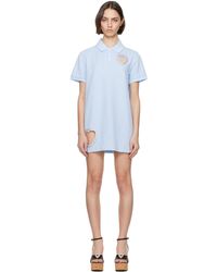 Area - Robe Courte De Style Polo Bleue À Découpes En Cœur À Ornements Facettés - Lyst