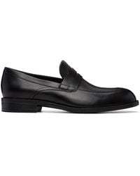 BOSS - Penny Trim Leather Loafers - Lyst