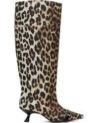 Ganni - Animal Print Fabric Boots - Lyst
