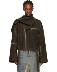 Rick Owens - Concordians Cropped Scarf Flight Suede Jacket - Lyst