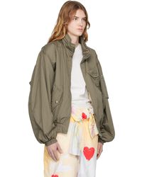 OPEN YY Satin Cargo Bomber Jacket in Black | Lyst