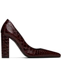 Alaïa - Chaussures À Talon 90 Bourgogne En Cuir De Veau Gaufré Façon Croco - Lyst