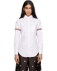 Thom Browne - Stripe Oxford Armband Round Collar Shirt - Lyst