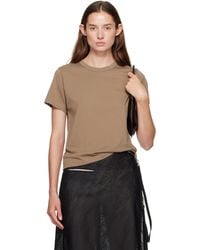 Courreges - T-Shirt Brun Clair À Logo Brodé - Lyst