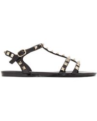 Valentino Sandales noires Rockstud Jelly Garavani