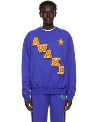 AWAKE NY Stacked Logo Crewneck Sweatshirt - Blue