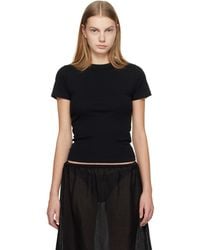 Matteau - Micro T-Shirt Noir À Col En Tricot Côtelé - Lyst