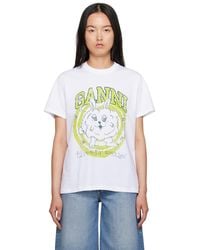 Ganni - Bunny Print Organic Cotton T-shirt - Lyst