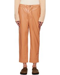 Nanushka - Pantalon Jain Brun Clair En Cuir Synthétique - Lyst