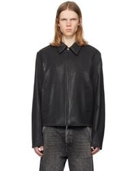 メンズ DIESEL ブラック J-Antil フェイクレザー ジャケット ブラック