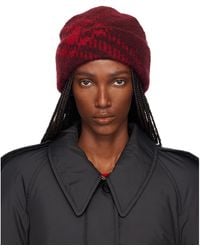 Burberry - Burgundy Check Mohair Wool-Blend Beanie - Lyst