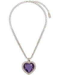 Vetements - Silver & Purple Crystal Heart Necklace - Lyst