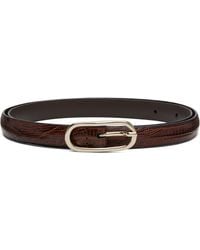 Anderson's - Tan Super Skinny Lizard Leather Oval Buckle Belt - Lyst