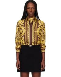 Versace - Burgundy & Printed Silk Shirt - Lyst
