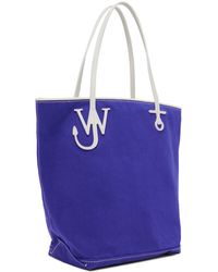 JWアンダーソン コットン＆レザーANCHORトートバッグ ホワイト JWアンダーソン コットン＆レザーANCHORトートバッグ ホワイト