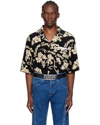 Marine Serre - Chemise noire à motif fleuri et logos en tissu jacquard - line - Lyst