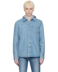 A.P.C. - . Blue Vittorio Brodée Poitrine Denim Shirt - Lyst