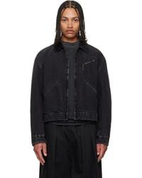 Maison Margiela - Corduroy Collar Faded Denim Jacket - Lyst
