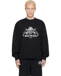 Balmain - Pull Molletonné Noir À Logo Et À Image De Vigne Imprimés - Lyst