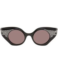 Gucci - Lunettes de soleil œil-de-chat noires à ornements en verre taillé - Lyst