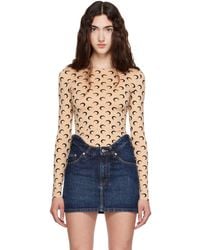 Marine Serre - Tan Recycled Moon Jersey Second Skin Crewneck T-Shirt - Lyst