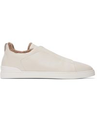 ZEGNA - Off- Deerskin Triple Stitch Sneakers - Lyst