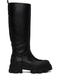 Ganni - Black Cleated Tubular Boots - Lyst
