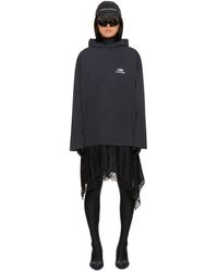 Balenciaga - Black Hooded Midi Dress - Lyst