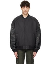 Juun.J - ブラック バーシティ ジャンパー ボンバージャケット - Lyst